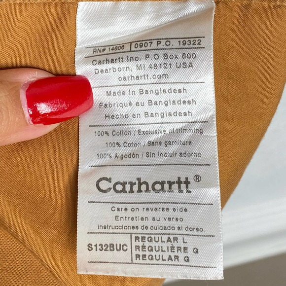 Men’s Carhartt Forced Relaxed Fit Short Sleeve Brown Shirt Large - Picture 4 of 5